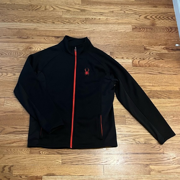 Spyder men’s constant fleece jacket black red size large